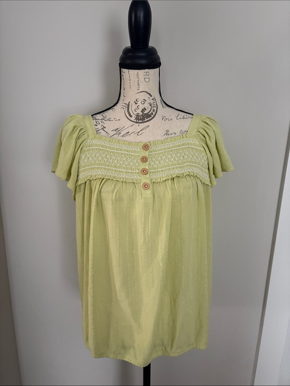 Maurices - Large-  Light Green Smocked Off-Shoulder Tunic Top